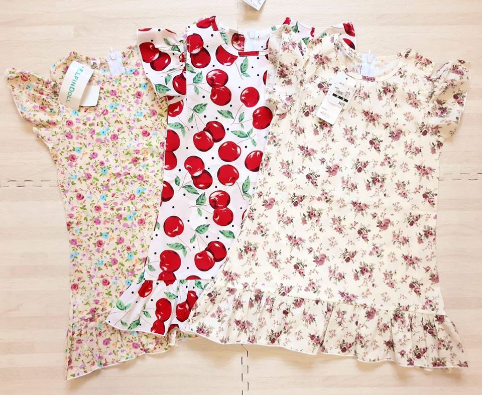 Set 2 đầm vải kate cotton Hàn Quốc made in vietnam, size cho bé từ 11 đến 17kg.